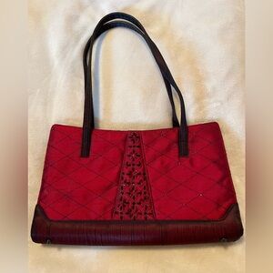 Kay Unger red bag silk shantung evening bag